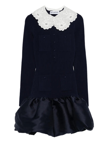 Self Portrait Scalloped Collar Pocket Mini Dress
