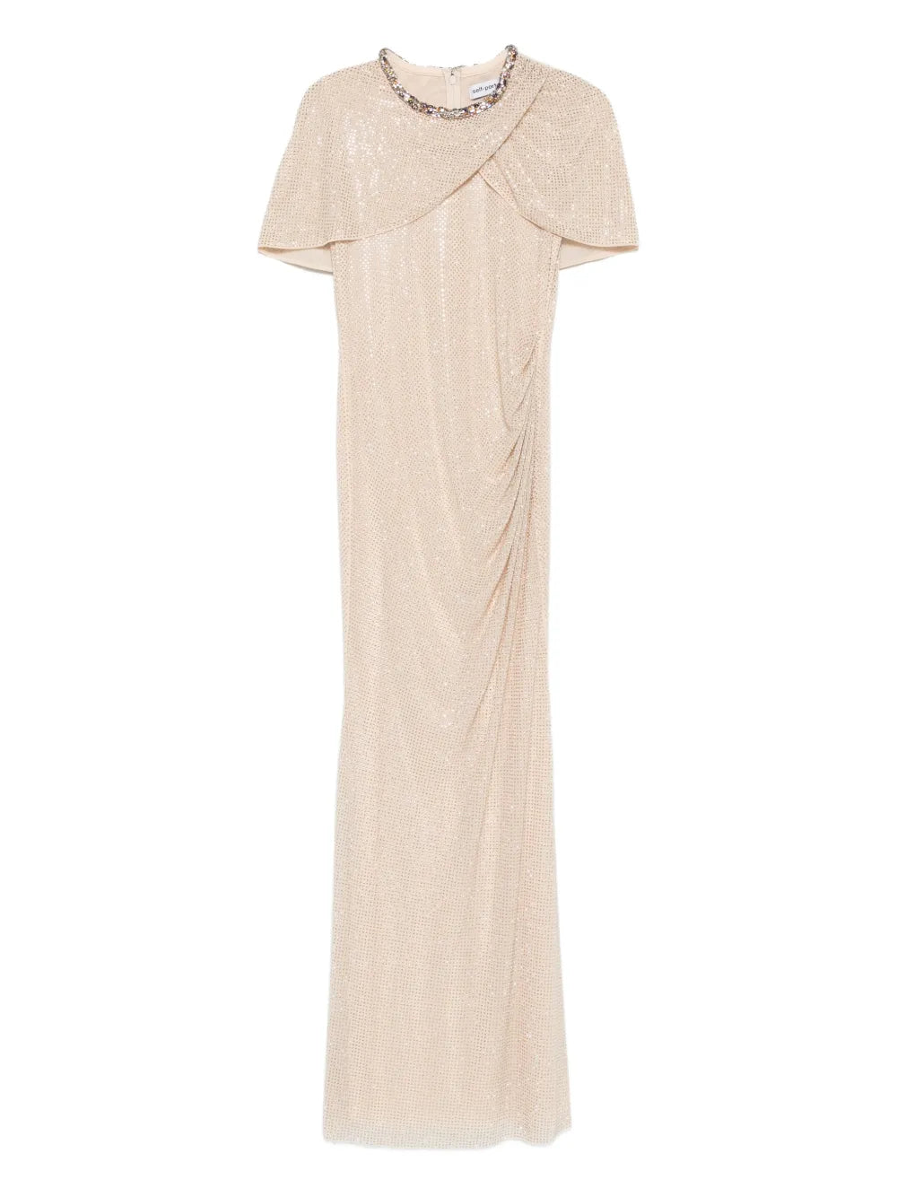 Self Portrait Embellished Draped Maxi Dress