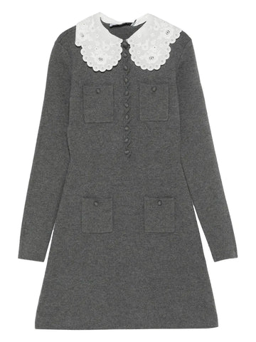 Self Portrait Lace Collar Pocket Mini Dress