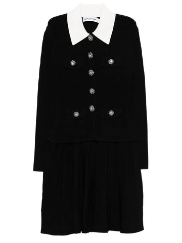 Self Portrait Embellished Collared Mini Dress