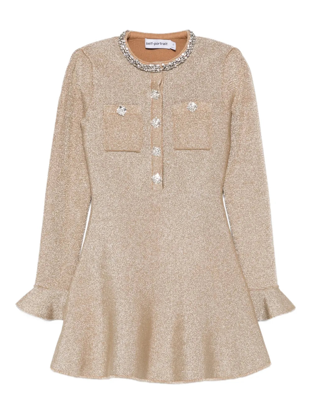 Self Portrait Embellished Ruffled Mini Dress