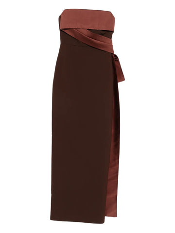 Roland Mouret Strapless Tie Detail Maxi Dress