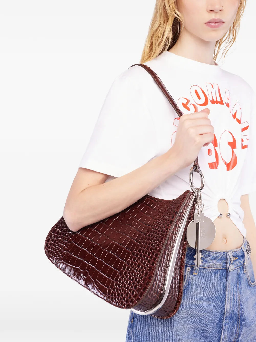 Rabanne Ring Embossed Leather Shoulder Bag