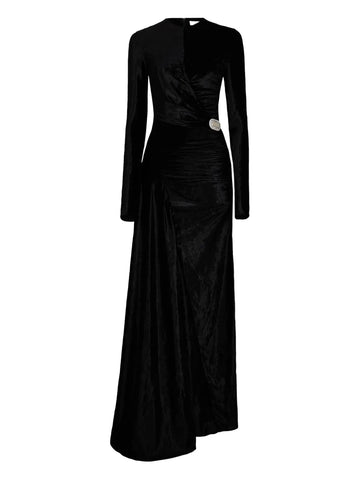 Rabanne Draped Velvet Maxi Dress