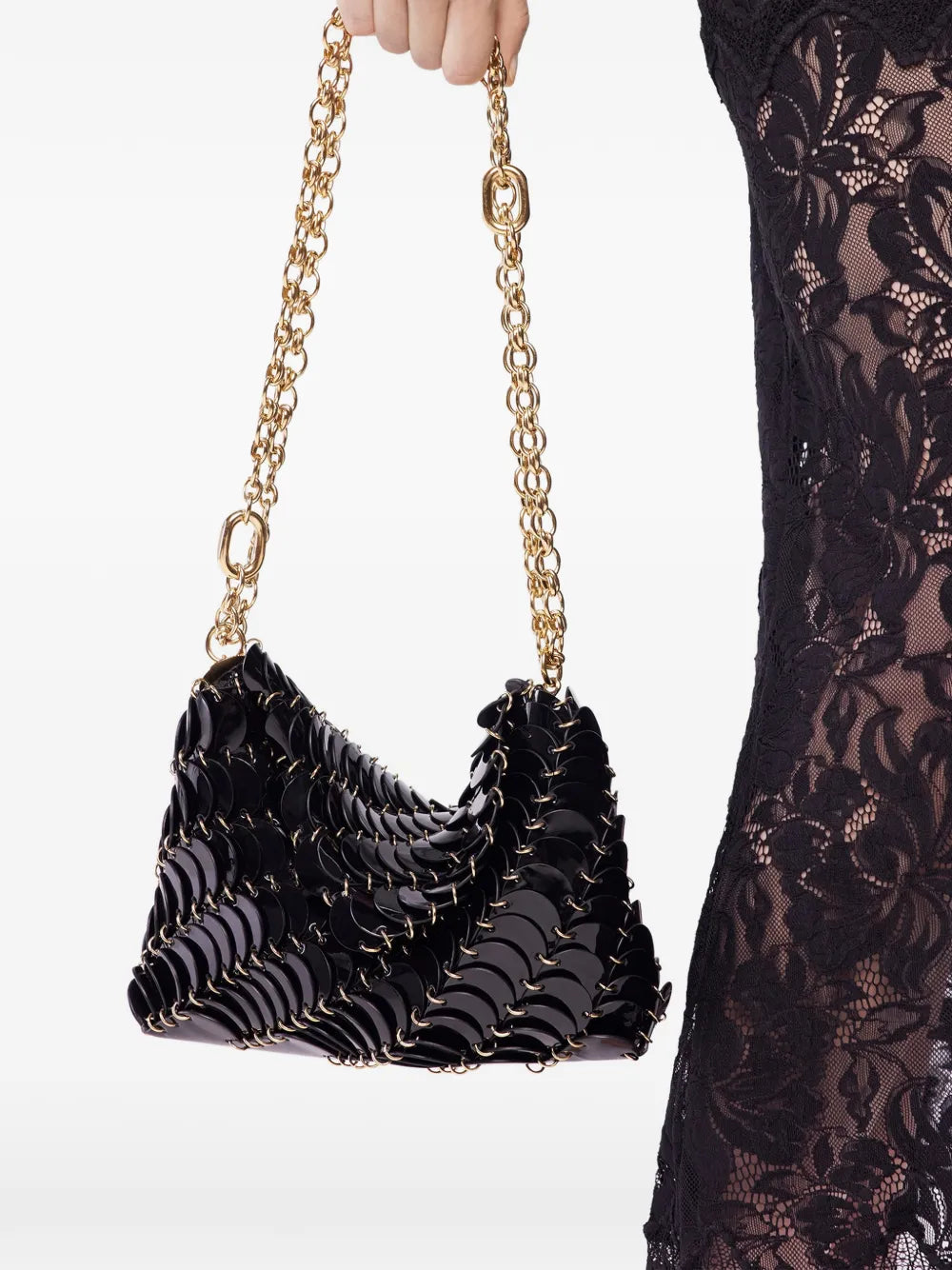 Rabanne Patent Paco Leather Shoulder Bag