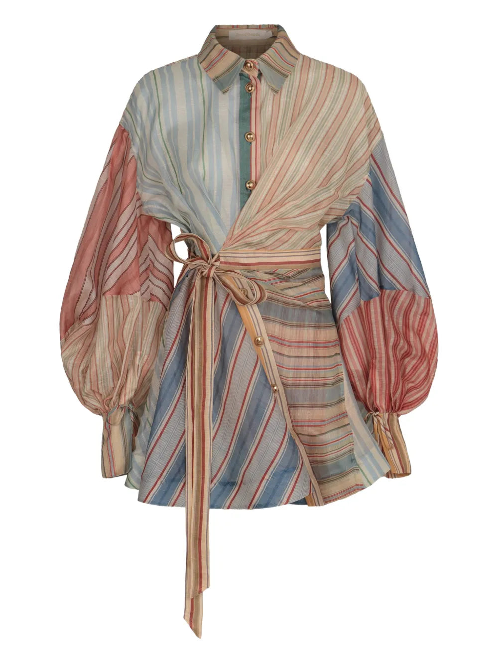 Zimmermann Rebellion Striped Puff Sleeve Mini Dress