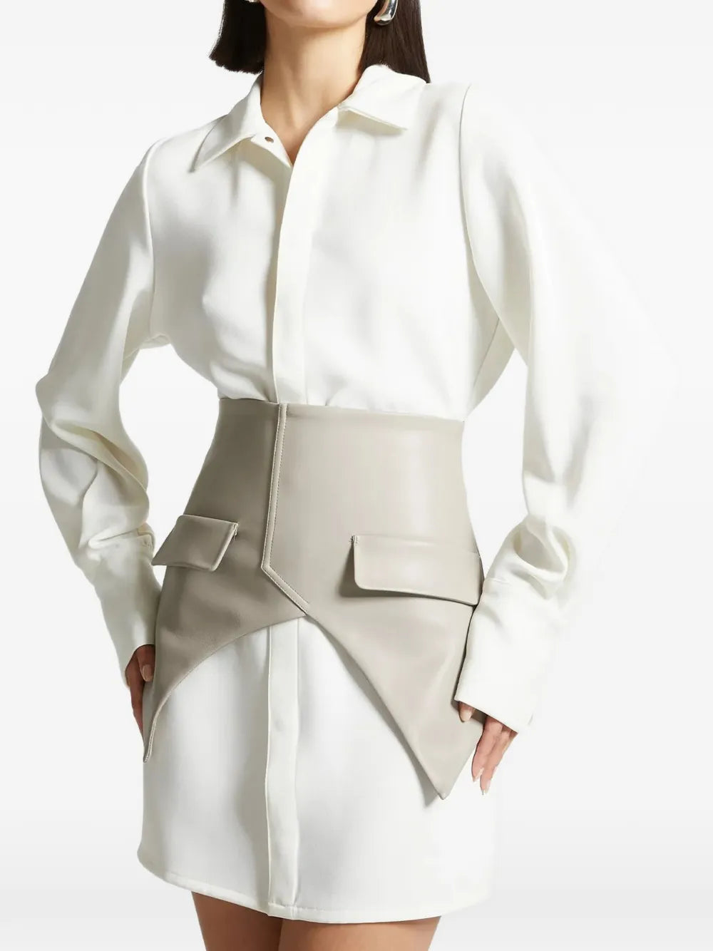 Maniere De Voir Corset Shirt Dress