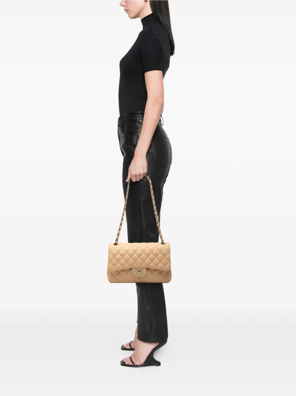 Chanel Pre Owned 2010 2011 Jumbo Classic Lambskin Double Flap Shoulder Bag