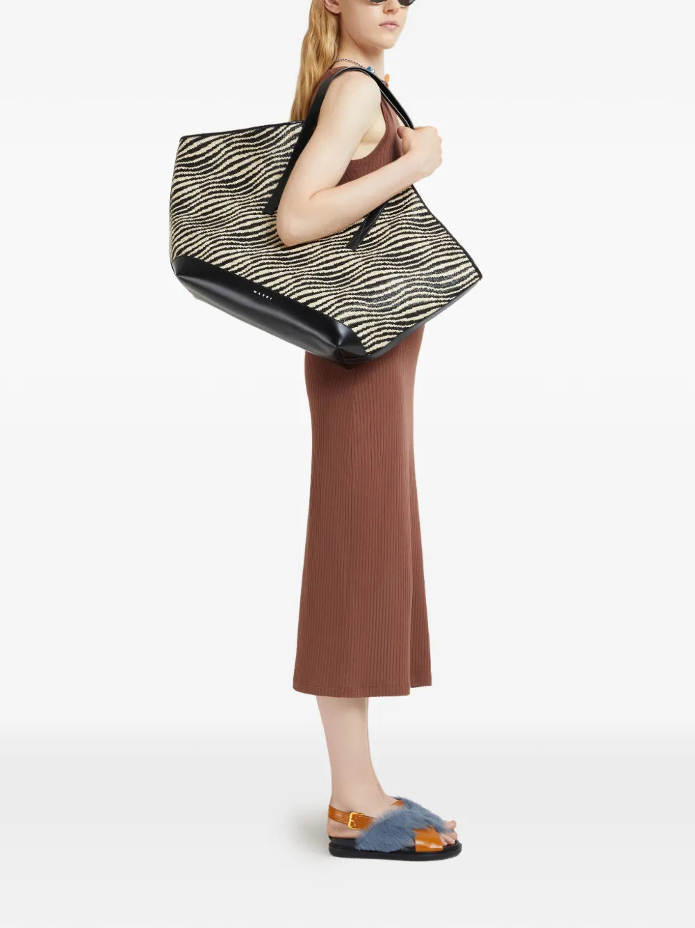 Marni Raffia Effect Shoulder Bag