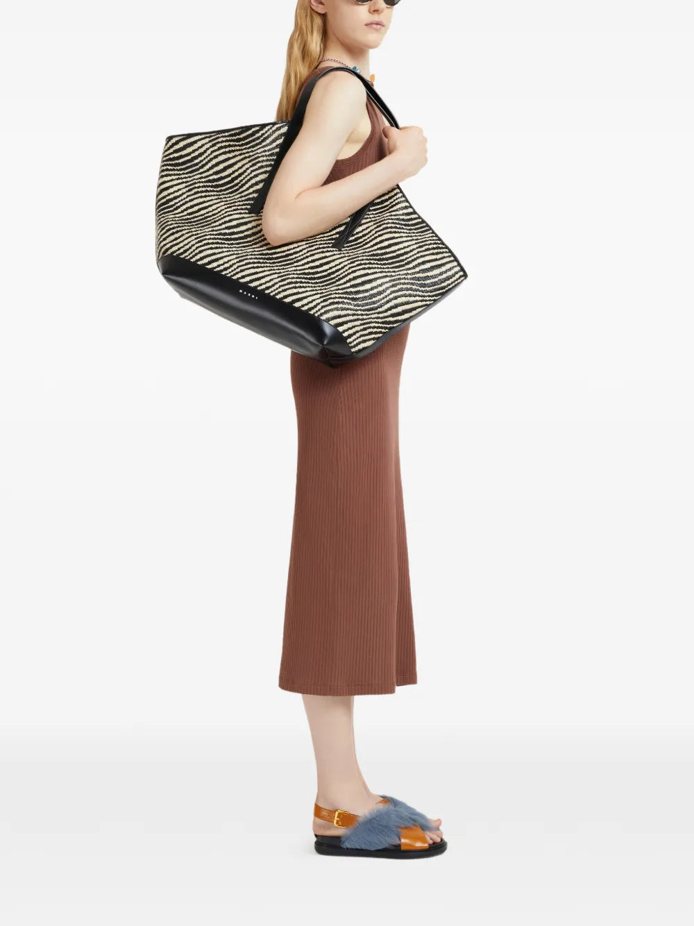 Marni Raffia Effect Shoulder Bag