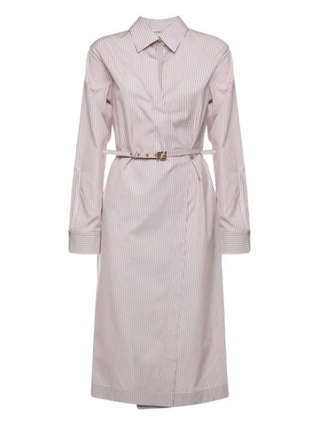 Fendi Striped Belted Midi Dress