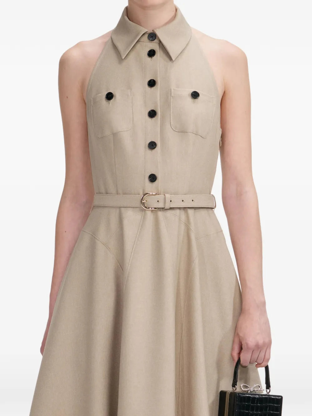 Self Portrait Collared Belted Mini Dress
