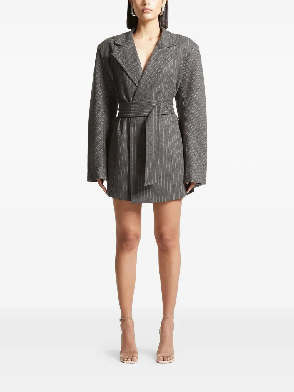 Maniere De Voir Pinstriped Blazer Mini Dress