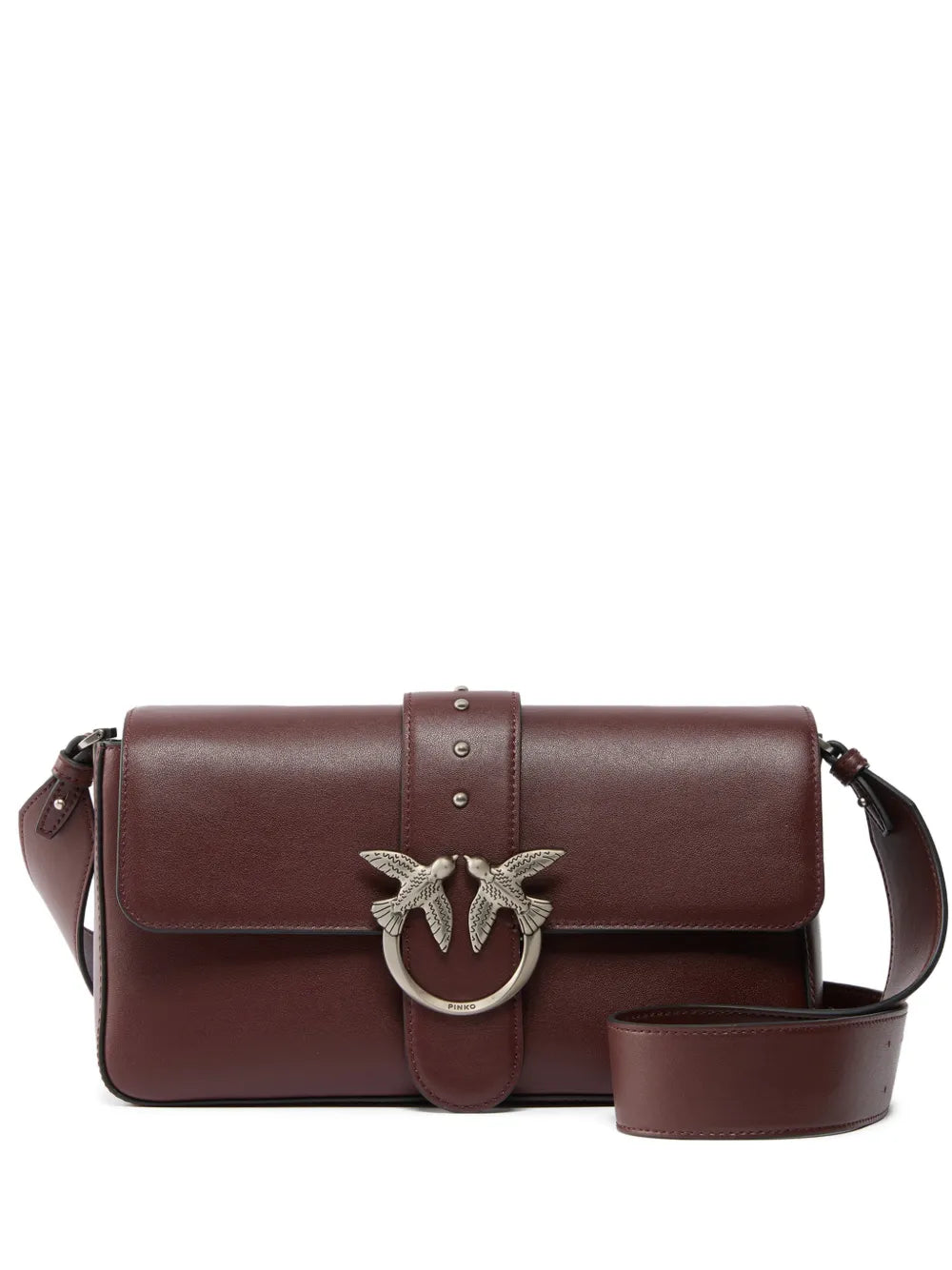 Pinko Medium Love Studded Bird Leather Shoulder Bag