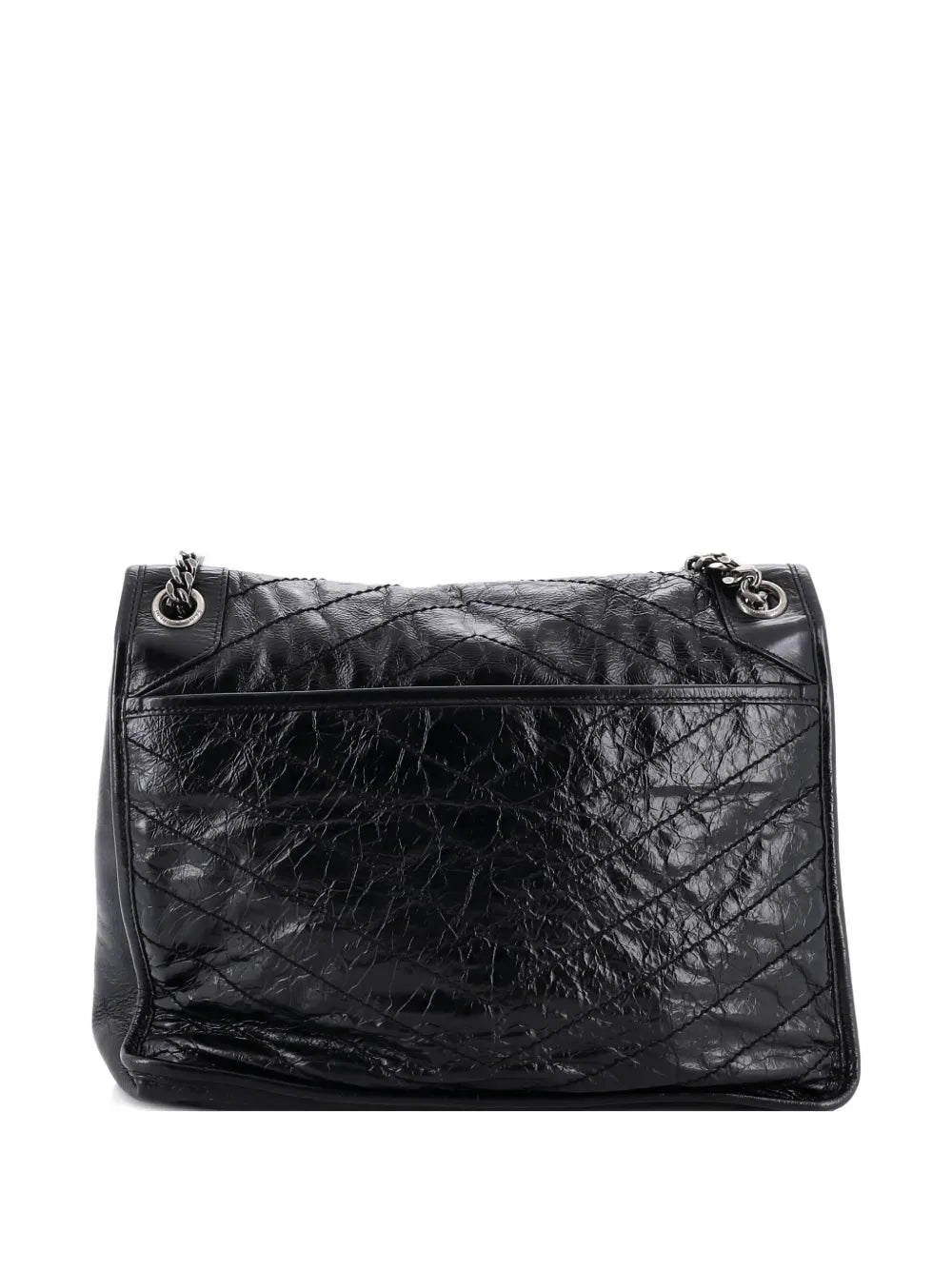 Saint Laurent Pre Owned Niki Chain Flap Bag Matelasse Chevron Leather Large Shoulder Bag