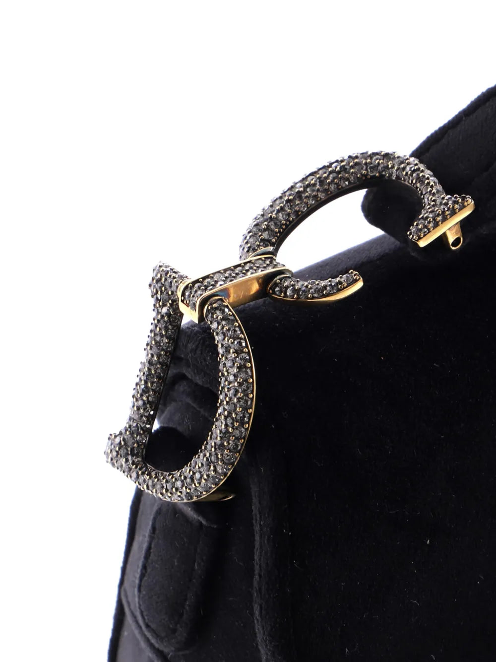 Christian Dior Pre Owned Saddle Handbag Velvet With Crystals Mini Shoulder Bag