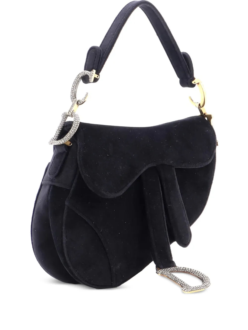 Christian Dior Pre Owned Saddle Handbag Velvet With Crystals Mini Shoulder Bag