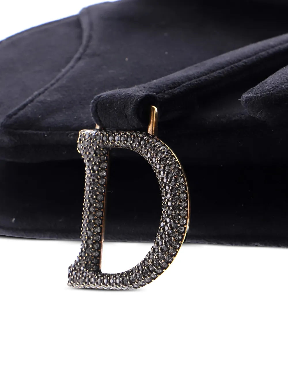 Christian Dior Pre Owned Saddle Handbag Velvet With Crystals Mini Shoulder Bag