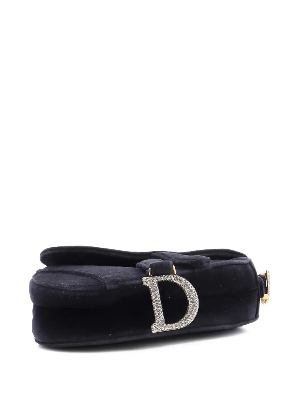 Christian Dior Pre Owned Saddle Handbag Velvet With Crystals Mini Shoulder Bag