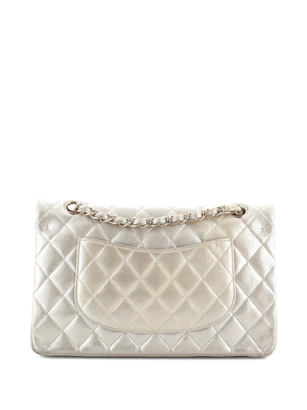Chanel Pre Owned Classic Double Flap Bag Quilted Metallic Lambskin Medium Shoulder Bag