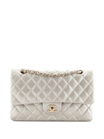 Chanel Pre Owned Classic Double Flap Bag Quilted Metallic Lambskin Medium Shoulder Bag