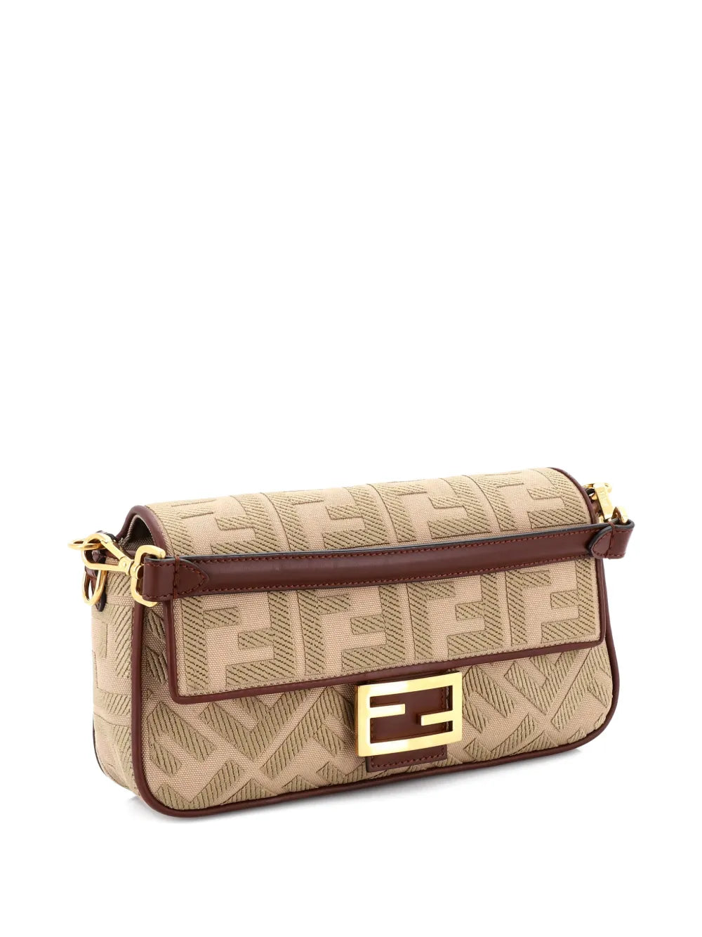 Fendi Pre Owned Baguette Nm Bag Zucca Embroidered Canvas Medium Shoulder Bag