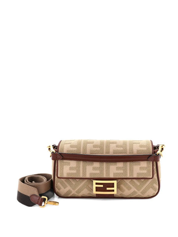 Fendi Pre Owned Baguette Nm Bag Zucca Embroidered Canvas Medium Shoulder Bag