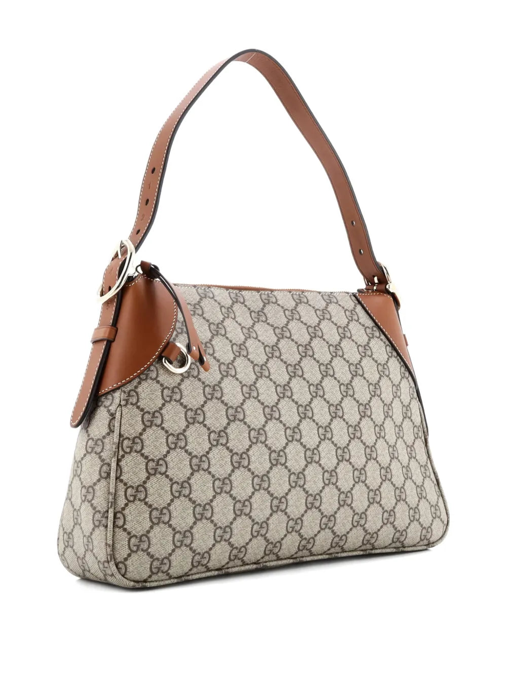 Gucci Pre Owned Emblem Gg Coated Canvas With Leather Medium Shoulder Bag