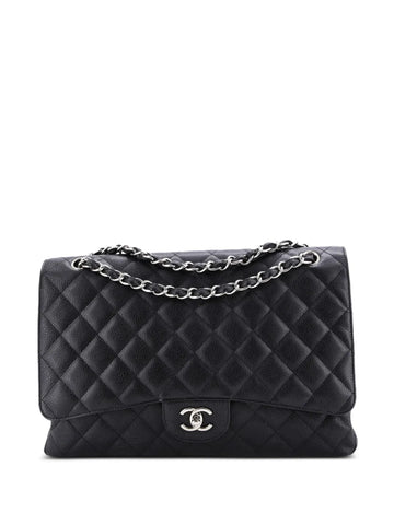 Chanel Pre Owned Classic Single Flap Bag Quilted Caviar Maxi Shoulder Bag