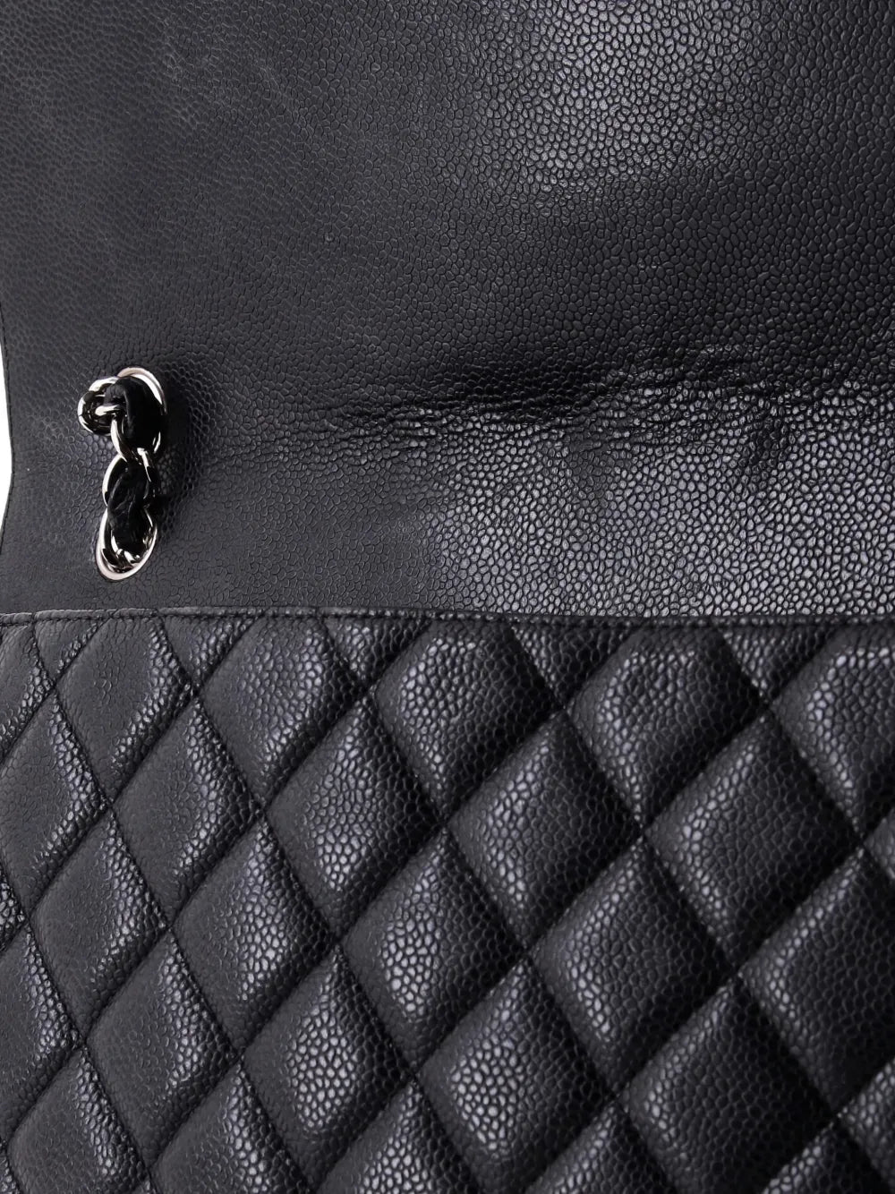 Chanel Pre Owned Classic Single Flap Bag Quilted Caviar Maxi Shoulder Bag