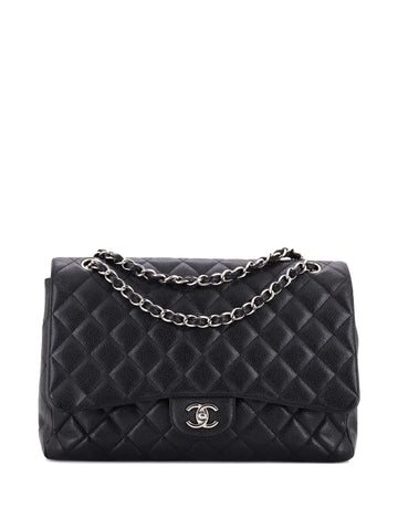 Chanel Pre Owned Classic Single Flap Bag Quilted Caviar Maxi Shoulder Bag