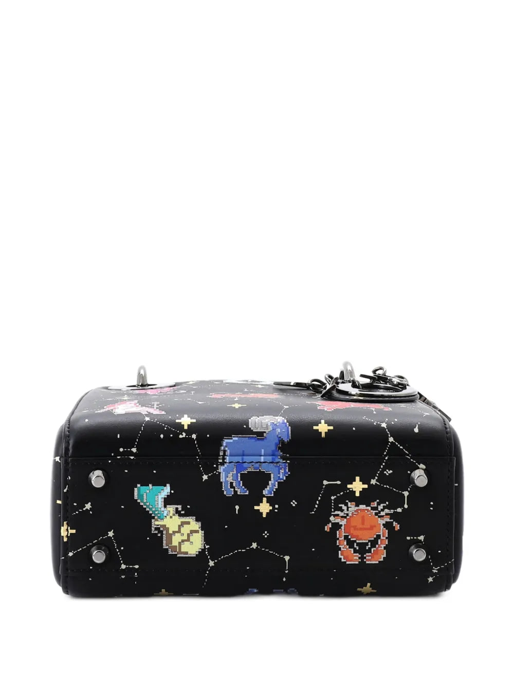 Christian Dior Pre Owned Lady Dior Bag Limited Edition Pixel Zodiac Printed Calfskin Mini Shoulder Bag