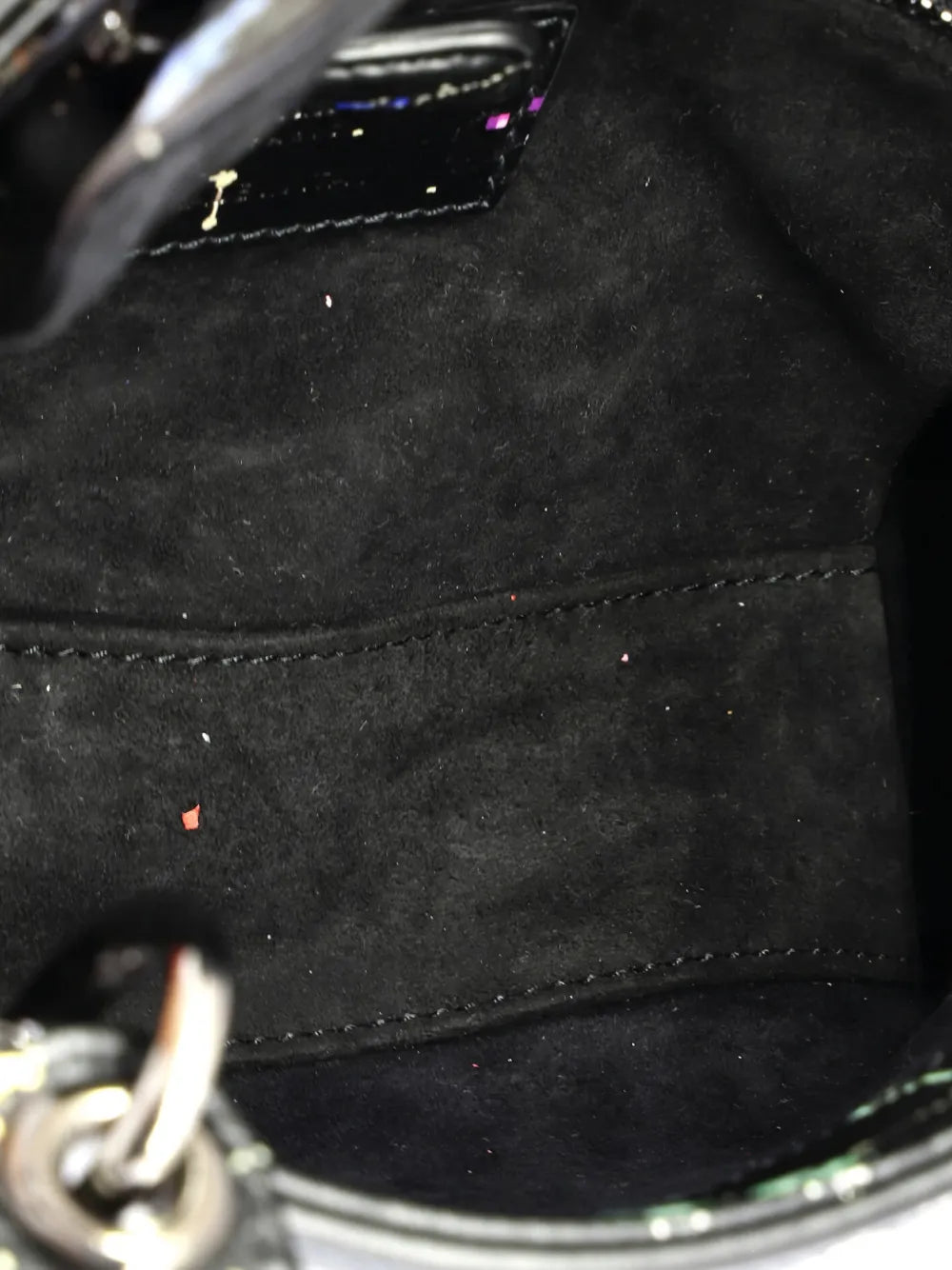 Christian Dior Pre Owned Lady Dior Bag Limited Edition Pixel Zodiac Printed Calfskin Mini Shoulder Bag