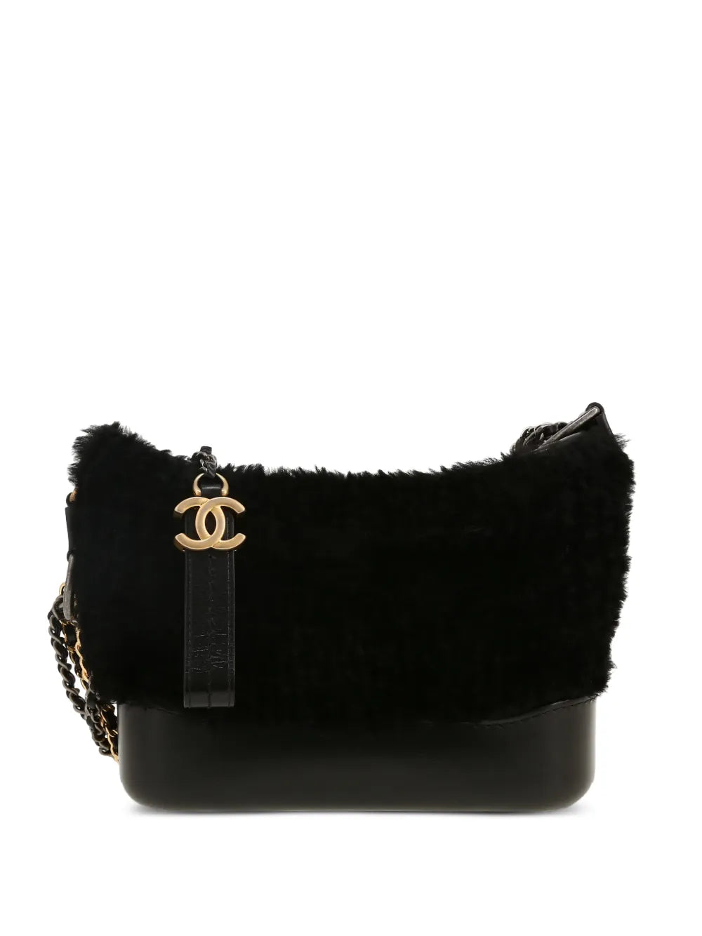 Chanel Pre Owned 2019 Small Gabrielle Fur Trim Shoulder Bag