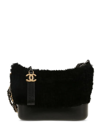 Chanel Pre Owned 2019 Small Gabrielle Fur Trim Shoulder Bag