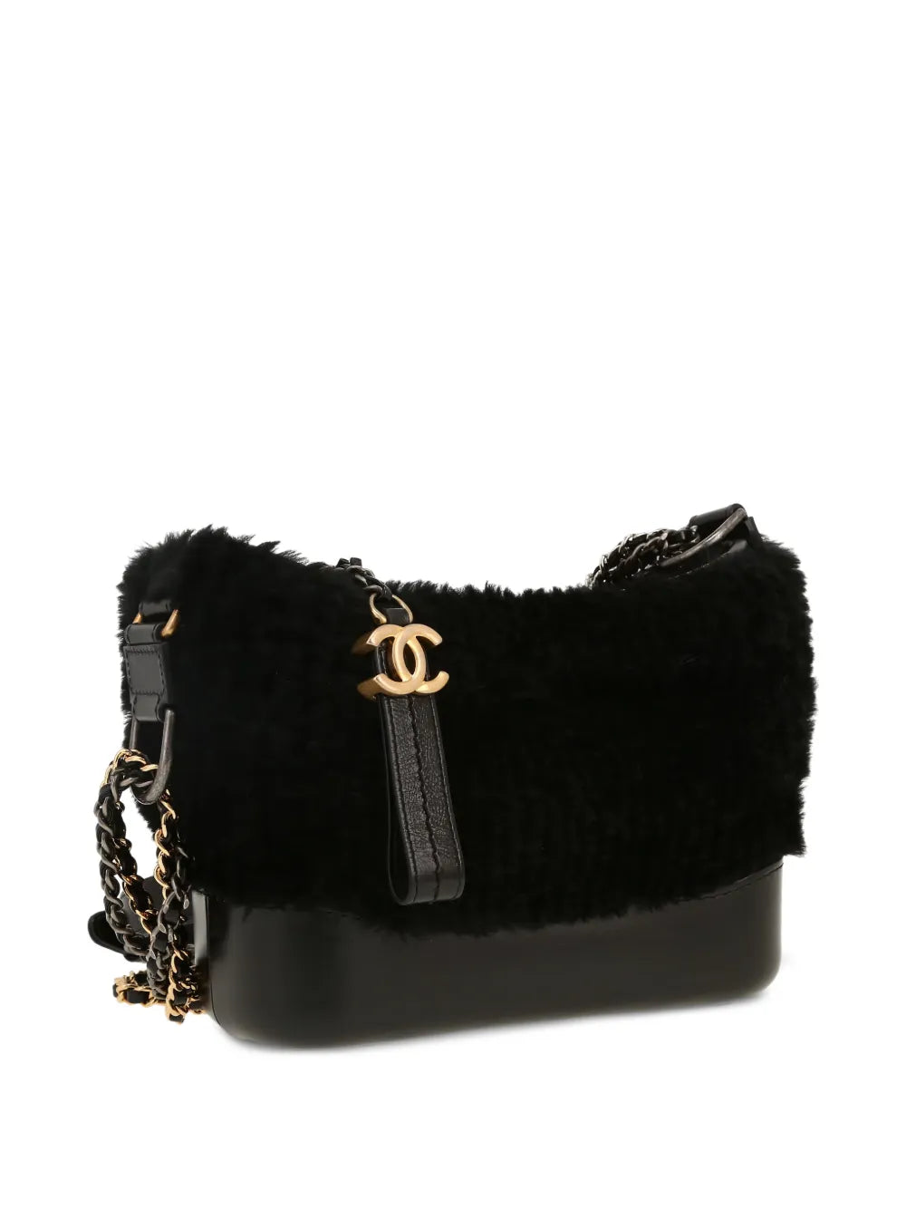 Chanel Pre Owned 2019 Small Gabrielle Fur Trim Shoulder Bag