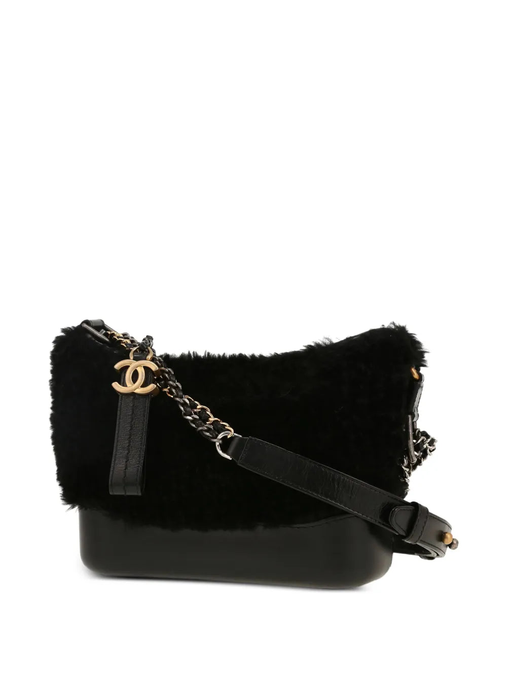Chanel Pre Owned 2019 Small Gabrielle Fur Trim Shoulder Bag