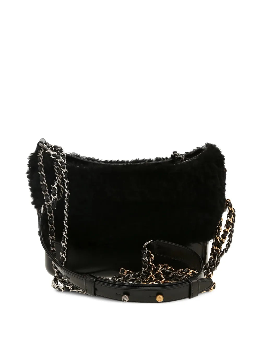 Chanel Pre Owned 2019 Small Gabrielle Fur Trim Shoulder Bag