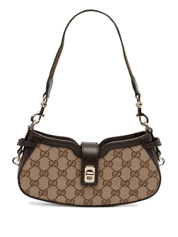 Gucci Pre Owned 2021 2025 Mini Gg Supreme Moon Side Web Shoulder Bag