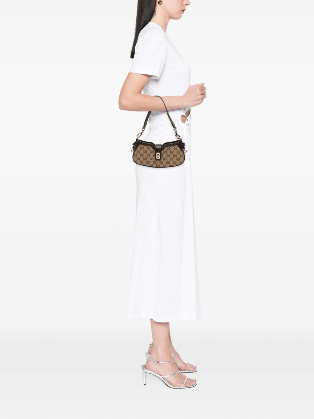 Gucci Pre Owned 2021 2025 Mini Gg Supreme Moon Side Web Shoulder Bag