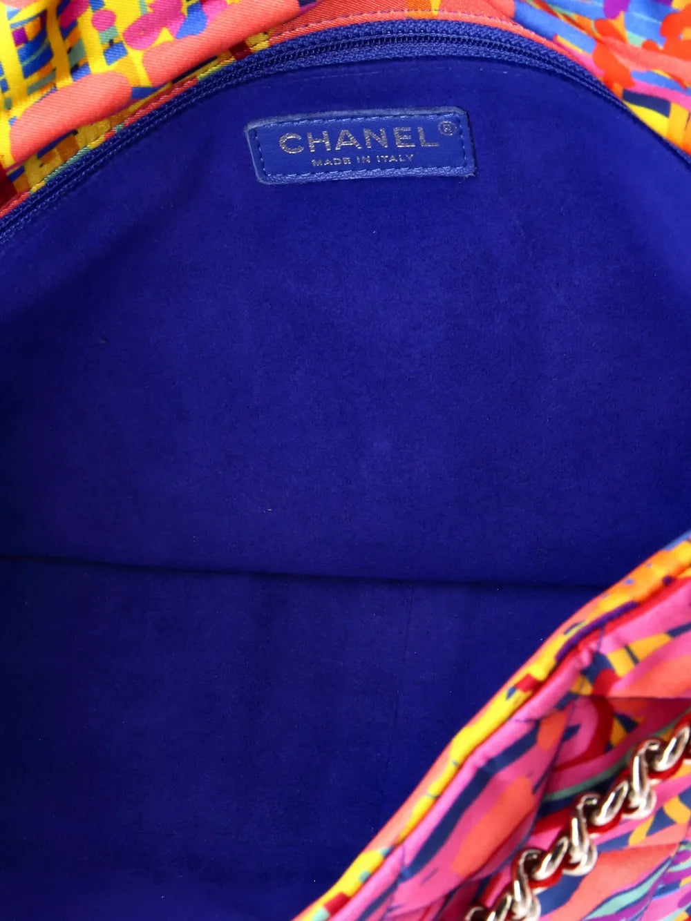 Chanel Pre Owned Chain Flap Bag Quilted Printed Foulard Medium Shoulder Bag