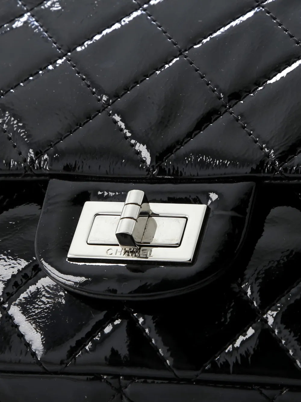 Chanel Pre Owned Reissue 255 Flap Bag Quilted Crinkled Patent 227 Shoulder Bag