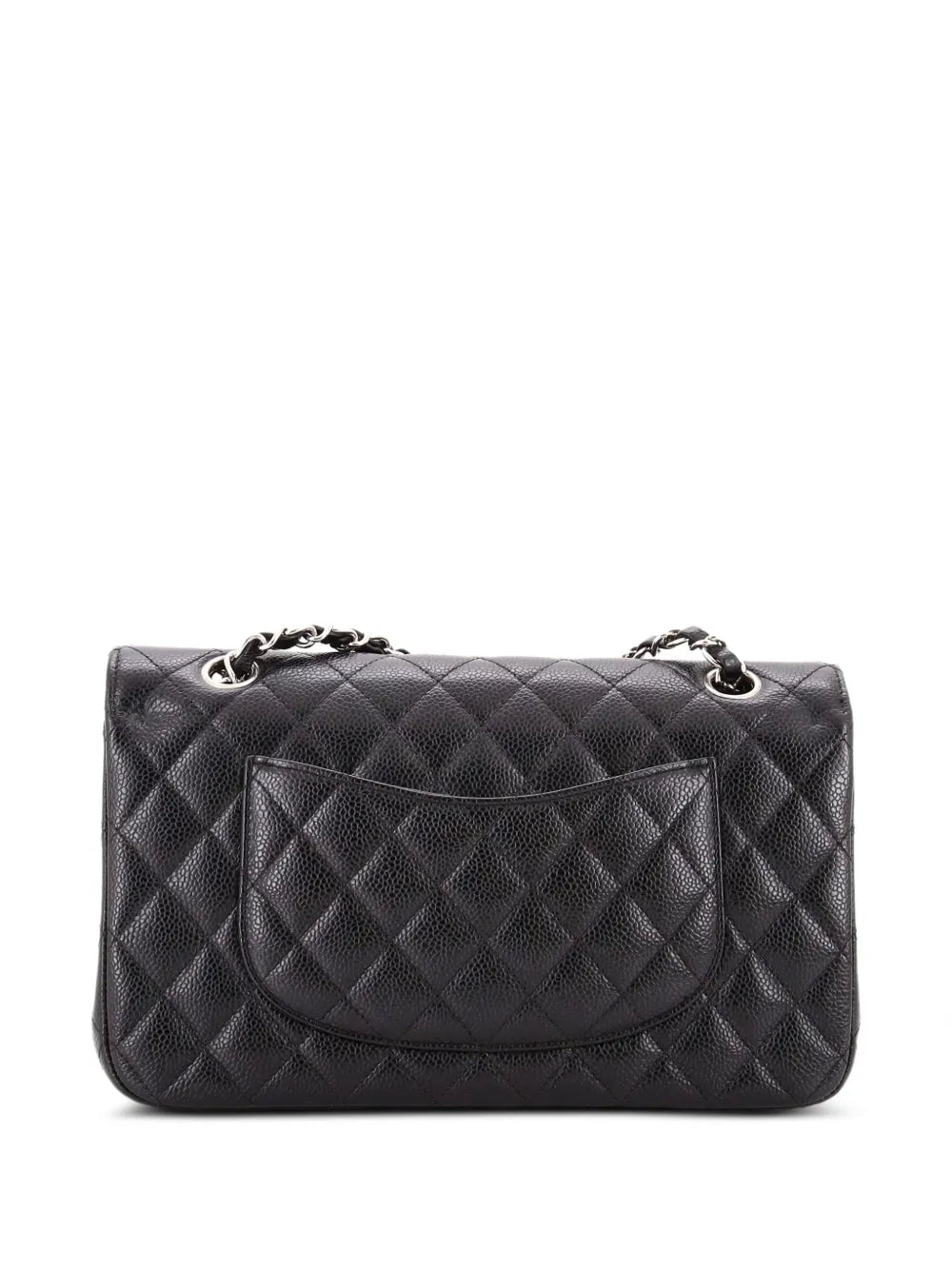 Chanel Pre Owned Classic Double Flap Bag Quilted Caviar Medium Shoulder Bag