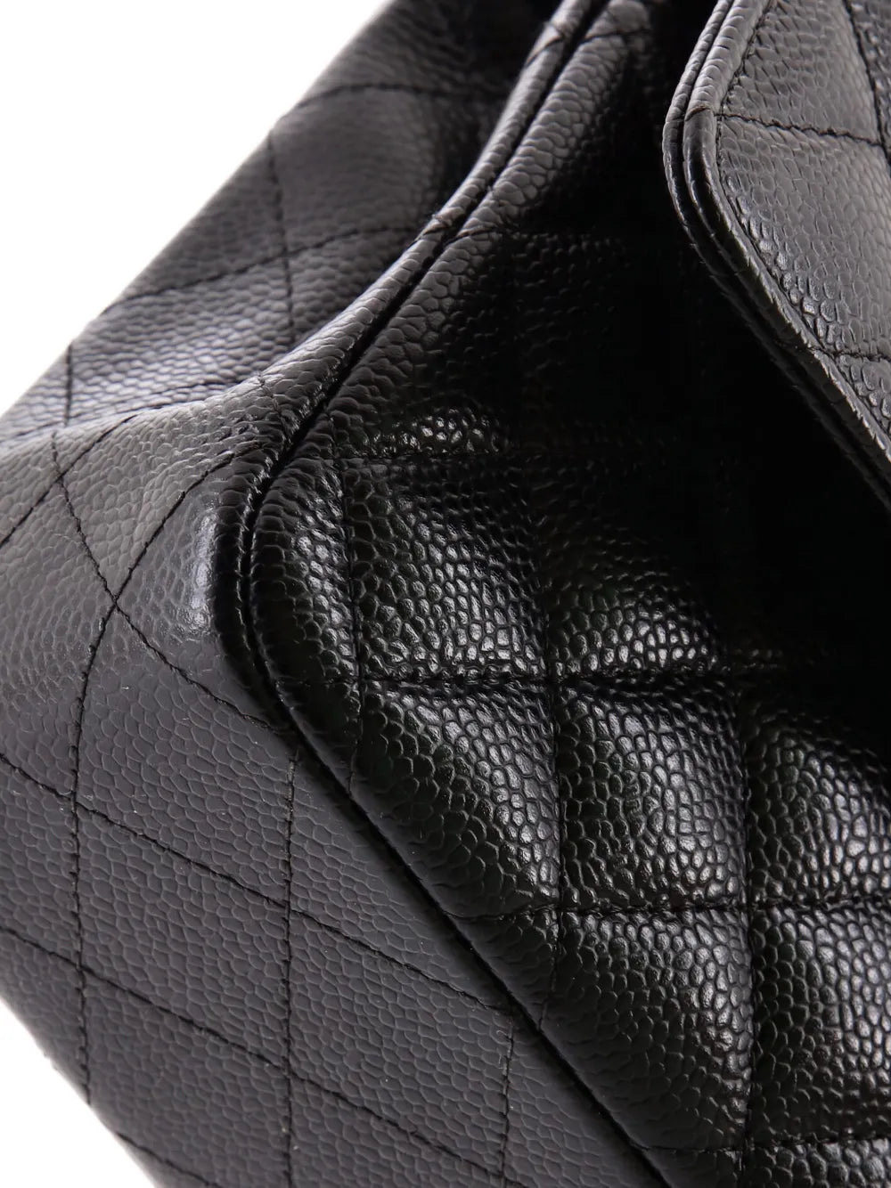 Chanel Pre Owned Classic Double Flap Bag Quilted Caviar Medium Shoulder Bag