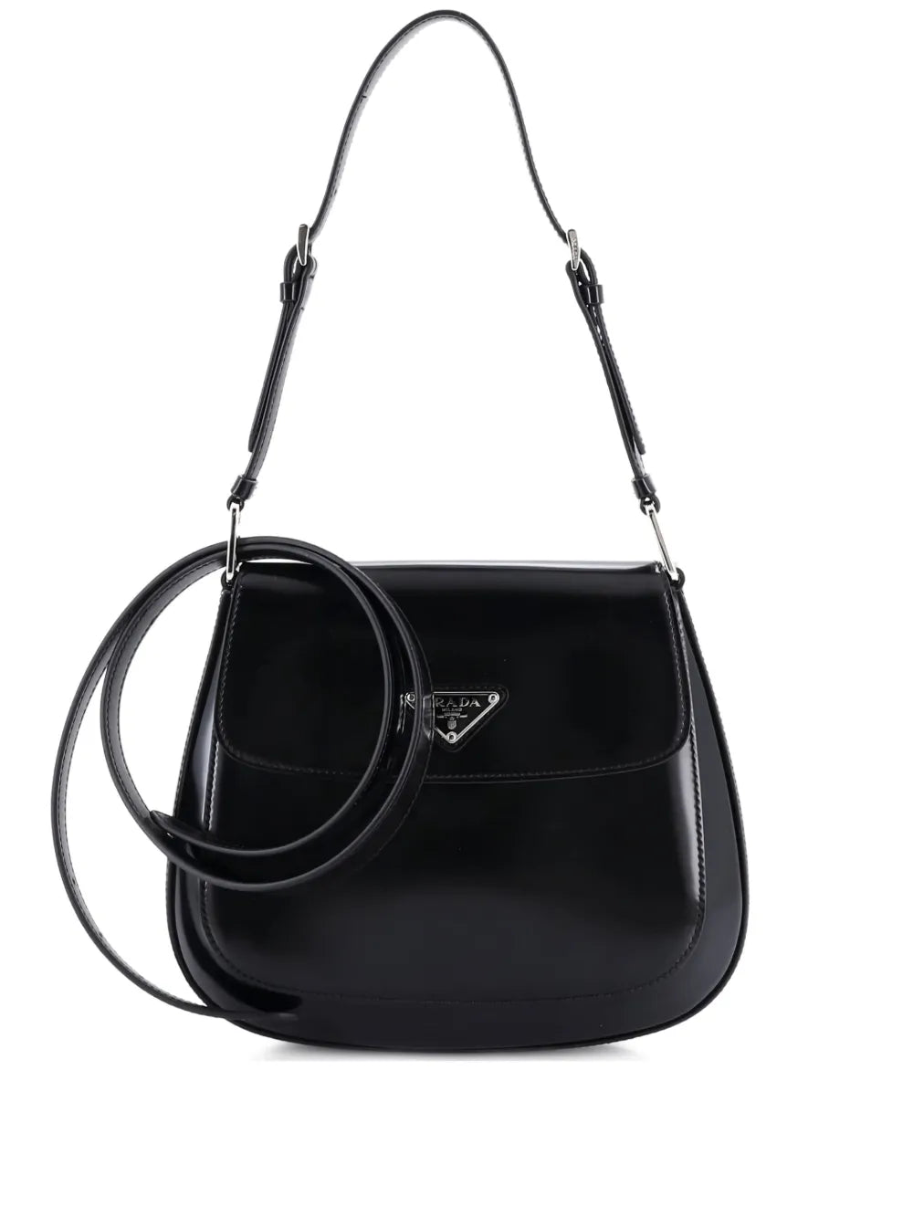 Prada Pre Owned Cleo Flap Shoulder Bag Spazzolato Leather Small Hobo Bag