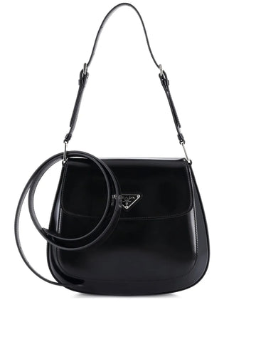 Prada Pre Owned Cleo Flap Shoulder Bag Spazzolato Leather Small Hobo Bag