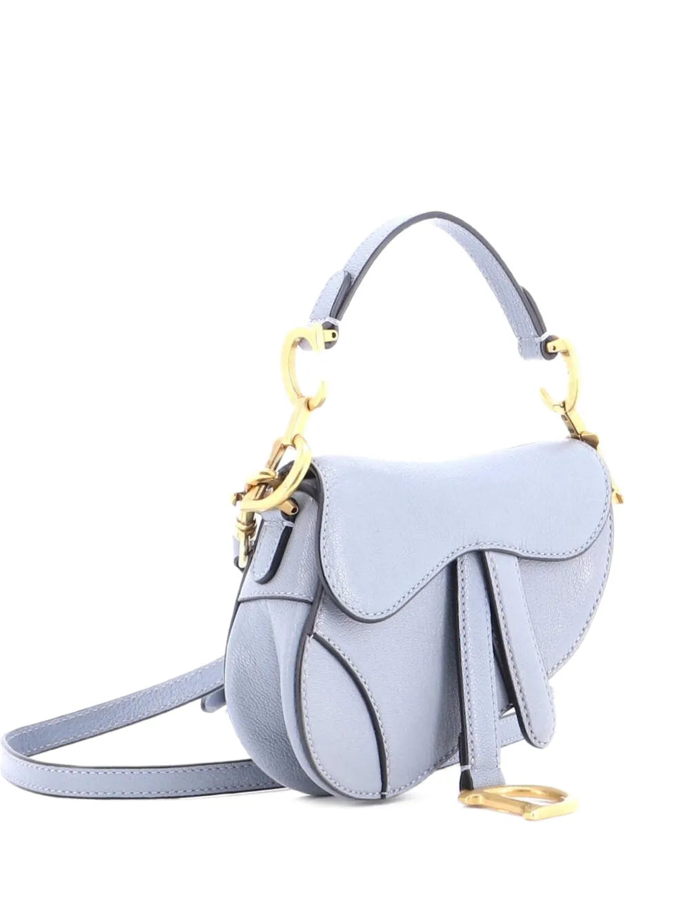 Christian Dior Pre Owned Saddle Handbag With Strap Leather Micro Shoulder Bag