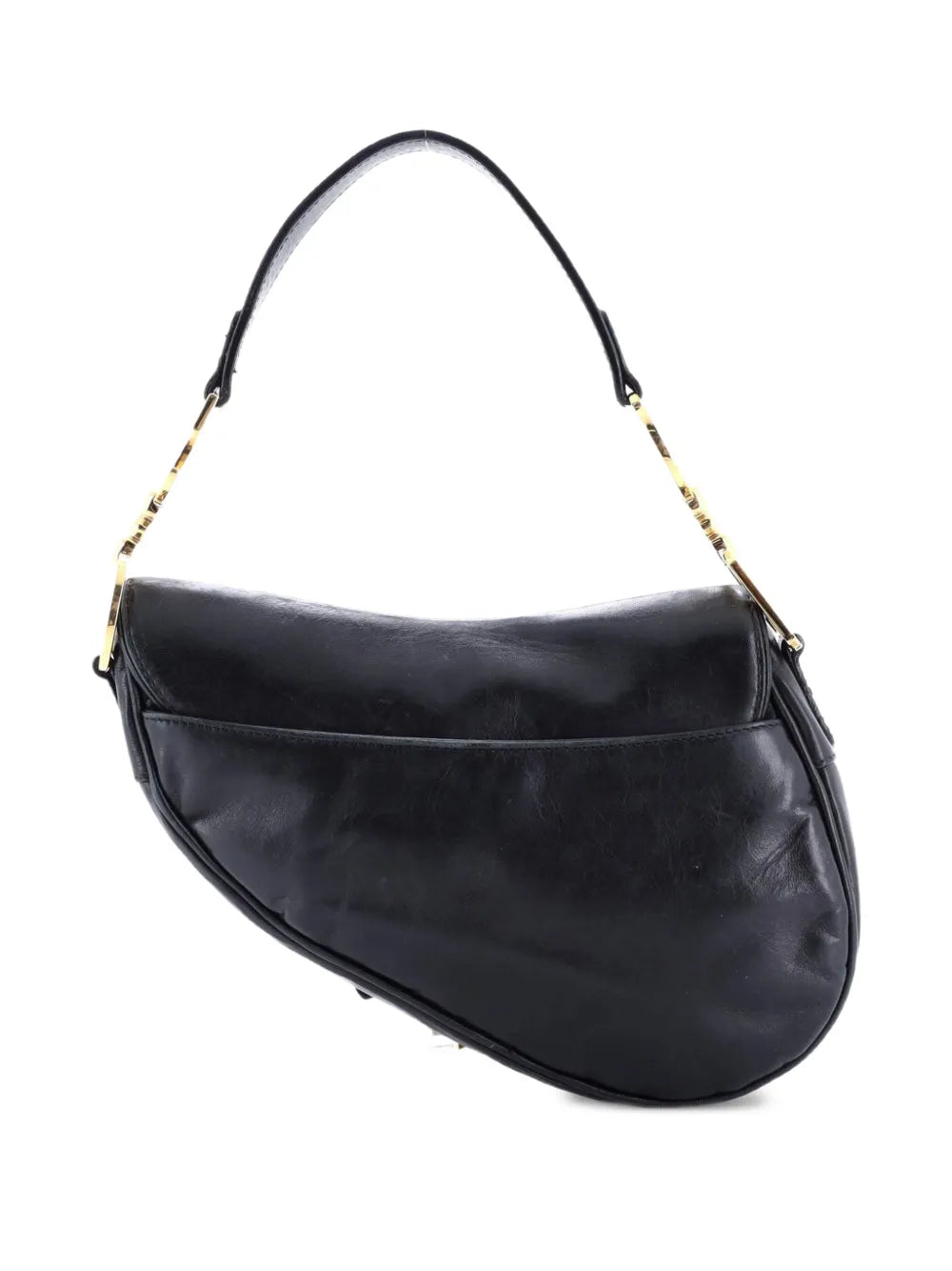 Christian Dior Pre Owned Vintage Saddle Bag Leather Medium Shoulder Bag