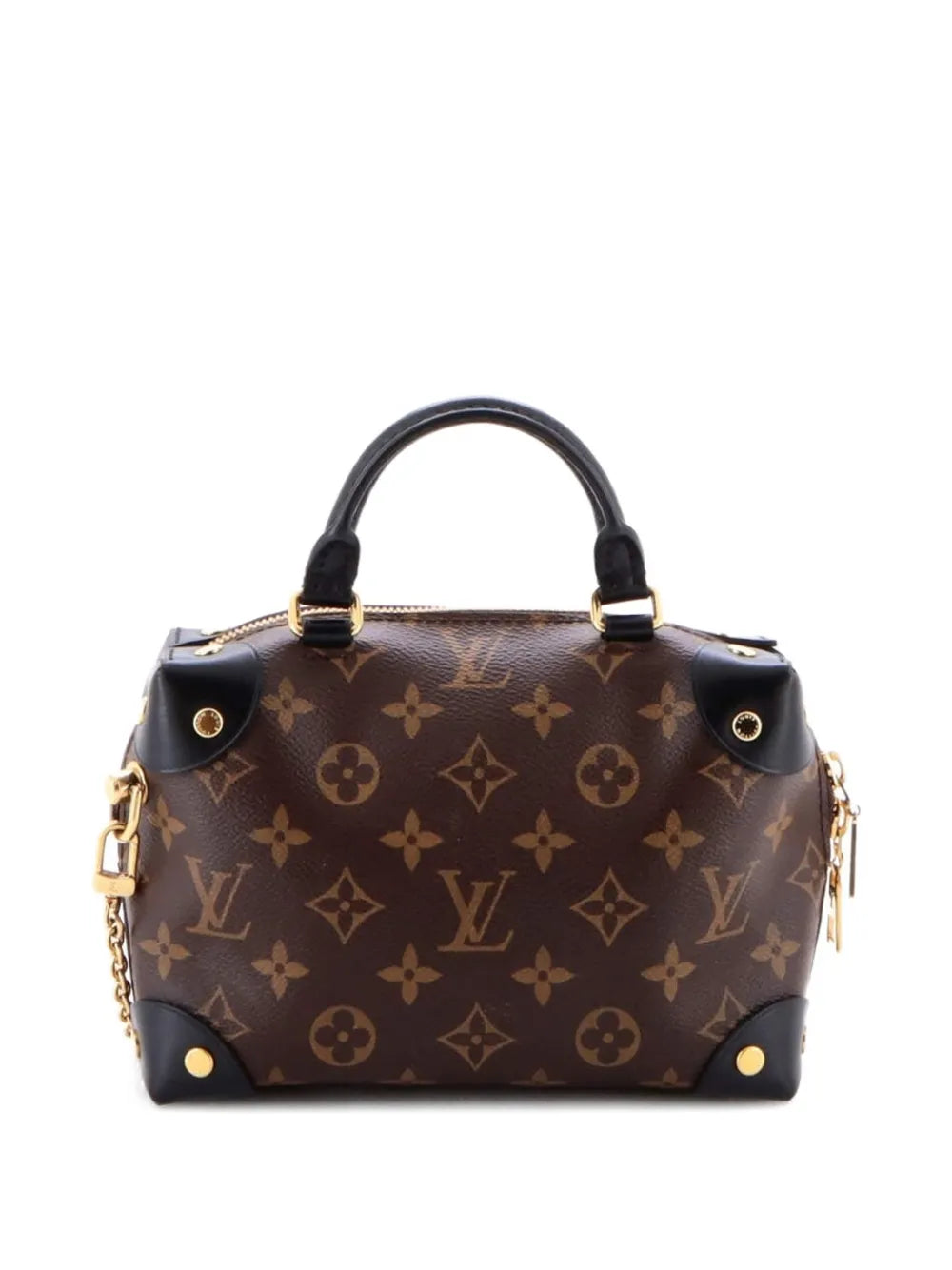 Louis Vuitton Pre Owned Petite Malle Souple Handbag Monogram Canvas With Leather Shoulder Bag