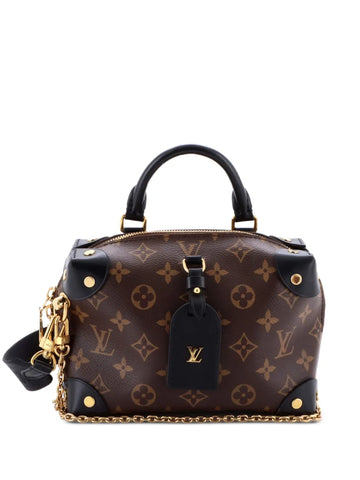 Louis Vuitton Pre Owned Petite Malle Souple Handbag Monogram Canvas With Leather Shoulder Bag